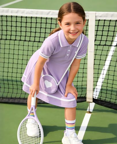 Move Dance Little Girls Sporty Dress Size 6-7 Purple Sundress with Bag - image 4