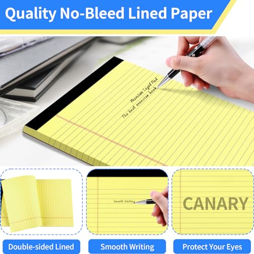 WINKIO Bloco de notas 12,7 x 20,3 cm, pacote com 6 blocos de anotação amarelos, pautados em amarelo