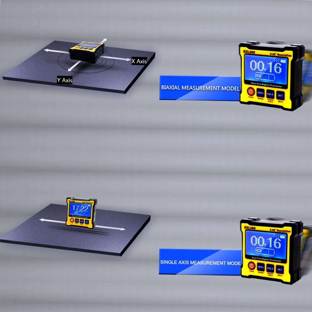 DXL360 - Transportador de ángulo digital de doble eje con base magnética de 5 lados, nivel de pantalla digital de doble eje de alta precisión 100-240V 50-60Hz