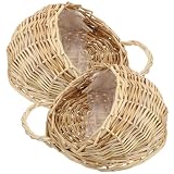 GREENADSCAPE 2 Piezas Cesta Colgante de Ratán Beige 18cm, Macetero Mimbre