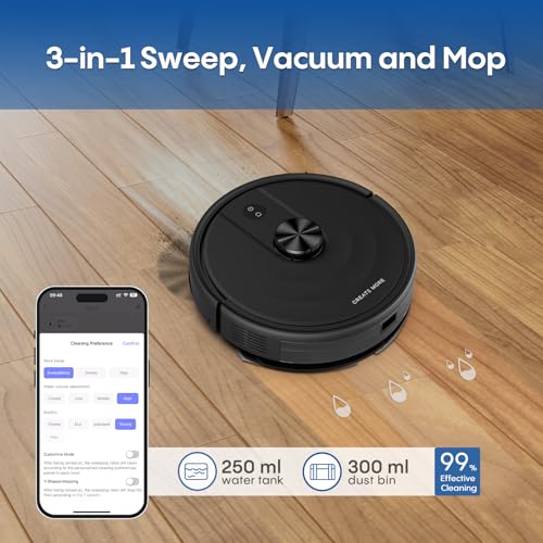 Image of Robot Vacuum and Mop Combo,Robotic Vacuum Cleaner with LiDAR Navigation,No-Go Zones,6000Pa Strong Suction,Automatic Recharging,Wi-Fi /App /Alexa Control, Ideal for Pet, Hard Floors, Carpet