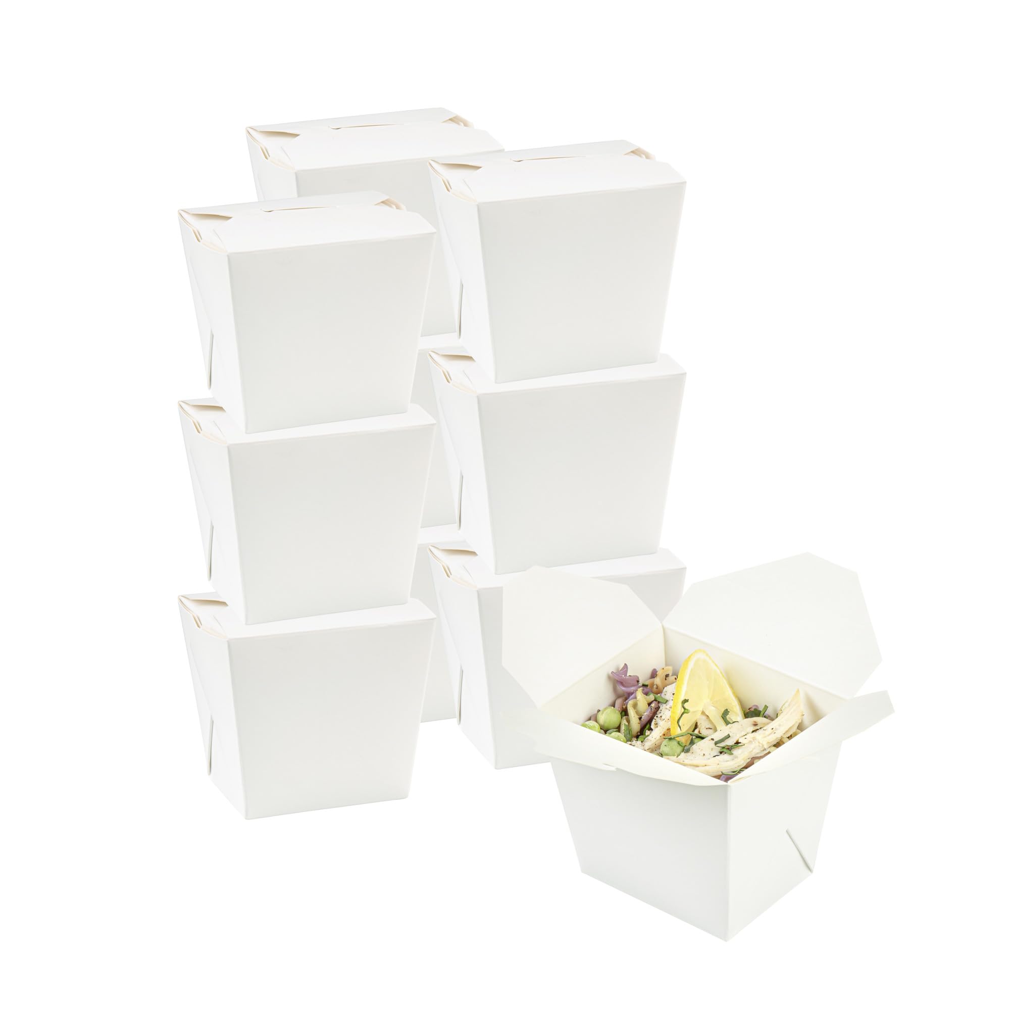 Bio Tek - Recipiente cuadrado de papel blanco para llevar fideos de 16 onzas, 3 1/2 x 3 x 3 1/4 pulgadas, caja de 200 unidades