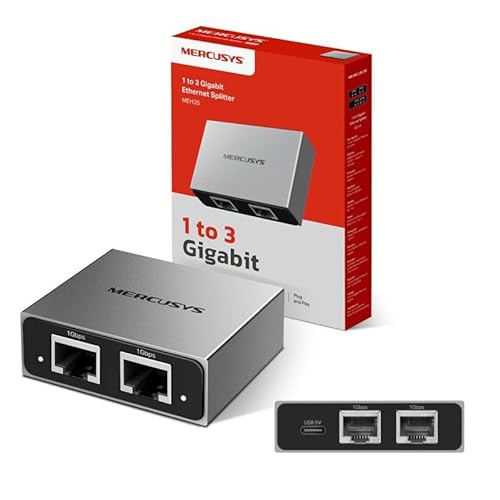 NEW MERCUSYS MEH35 Ethernet Splitter, 1 to 3 Gigabit Network Switch,1000Mbps High-Speed Ethernet Switch,Aluminum Alloy Casing,Plug and Play,LAN RJ45 I