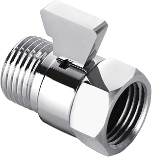 Vklopdsh Water Flow Control Shut Off Valve, Brass Adjustable Water Pressure Regulator for Hand Held Shower Head & Bidet Sprayer