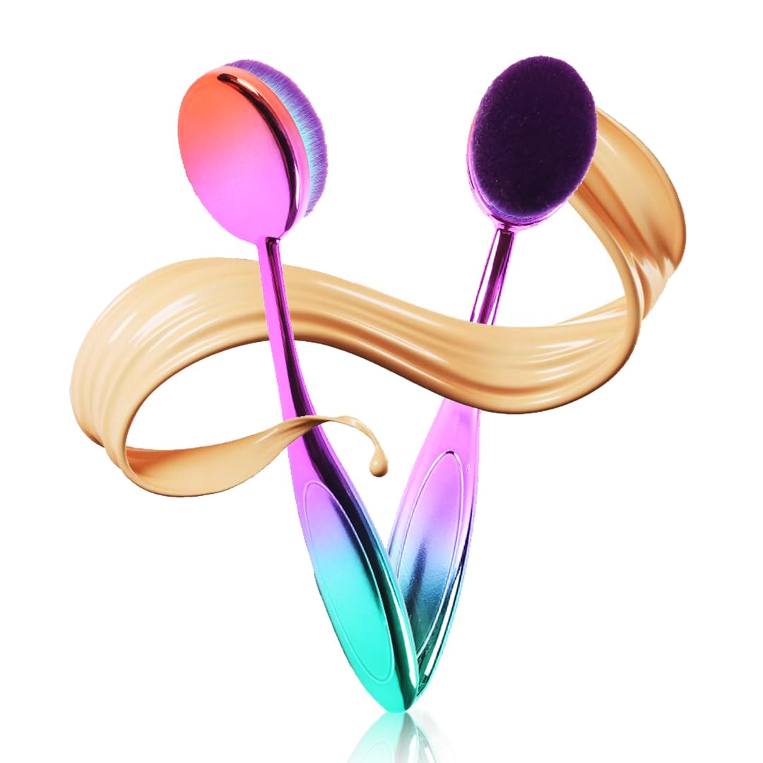 Gleva Oval Makeup Brush Super Soft Flexible Brush Features Flawless Application - Powder, Concealer, Contour, Cream, Blending, Liquid Foundation, Oval Shape Toothbrush Design Cosmetic Tool Multicolour-image-22