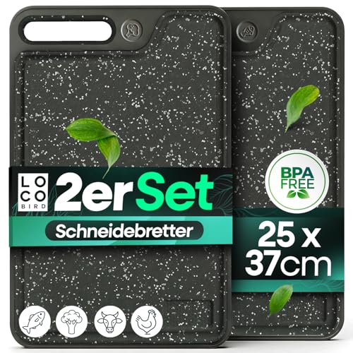 Loco Bird Schneidebrett Kunststoff spülmaschinenfest - 37x25cm - Schneidebretter 2er Set...
