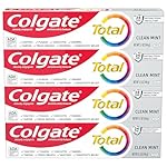 Colgate Total Clean Mint Toothpaste, 10 Benefits, No Trade-Offs, Freshens Breath, Whitens Teeth and Provides Sensitivity Relief, Clean Mint Flavor, 4 Pack, 5.1 Oz Tubes