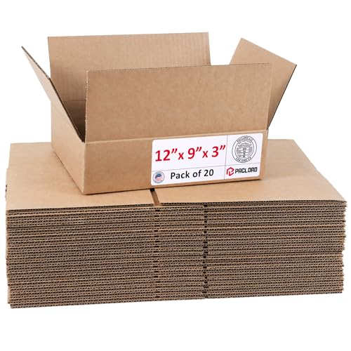 Image of Small Cardboard Boxes 12 inchL x 9 inchW x 3 inchH (Pack of 20) - USA-Made Packing Boxes for Moving, Shipping, or Storage - USPS, UPS, FedEx Approved - Professional Packing Supplies for Moving | USA-Made Packing Boxes for Moving, Shipping, or Storage - USPS, UPS, FedEx Approved - Professional Packing Supplies