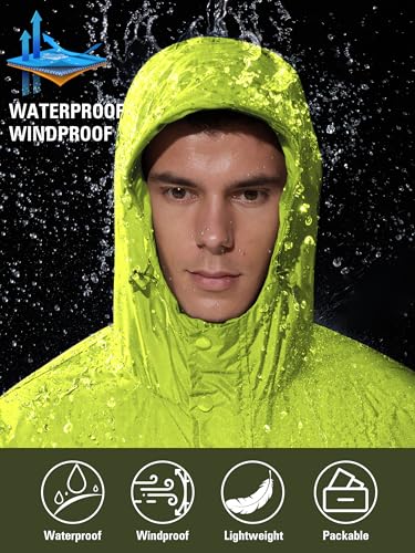 Image of UIQUR Mens Lightweight Rain Jacket Waterproof Windbreaker Packable Rain Coat with Hood for Golf Running Hiking Travel