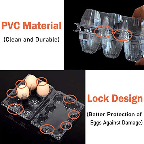 20 PCS 6 Girds Plastic Egg Cartons,Kitchen Plastic Egg Holder,Clear Egg Holder Storage Container for Family Pasture,Chicken Farm Business,Refrigerator Storage Market,Camping and Picnic