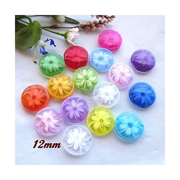 Pukido 60pcs 12mm Mixed / 1 color flower pattern sewing buttons for baby women clothing shirt sweater cardigan sewing accessories - (Color: 00 Mixed colors)
