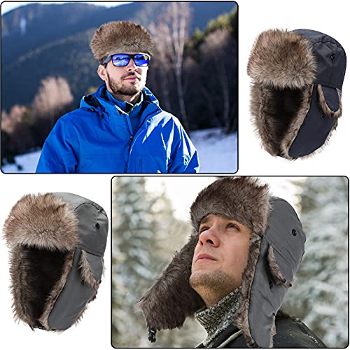 Image of 3 Pieces Russian Trapper Ushanka Hats for Men Women Winter Bomber Eskimo Warm Windproof Hats with Ear Flaps