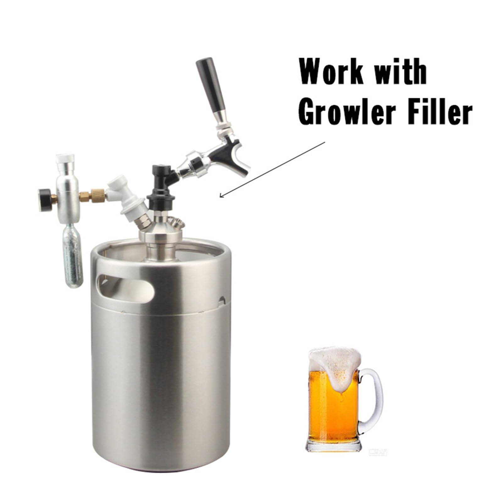 Grifo para barriles de cerveza fácil de instalar con desconexiones rápidas de acero inoxidable Grifo para barriles para fiesta para control de flujos precisos Bloqueo de bola Grifo para cerveza