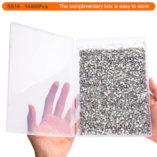 Image of Flatback Rhinestones Bulk, 14400PCS Green Volcano Rhinestones for Clothes DIY Decoration Crafts, Green Volcano, SS16, 3.8-4.0mm