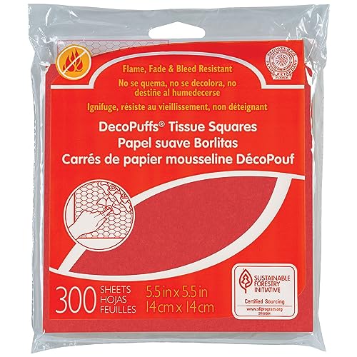 deco-puffs Flame Resistant Red Tissue Squares 300�e