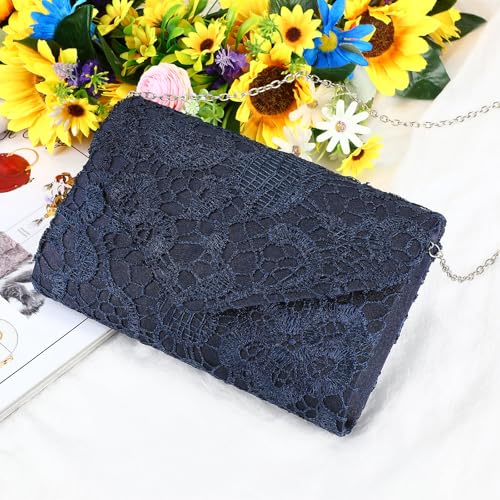Image of UBORSE Evening Bag Lace Clutch Purse for Women Formal Elegant Envelope Wedding Party Cocktail Crossbody Shoulder Bag
