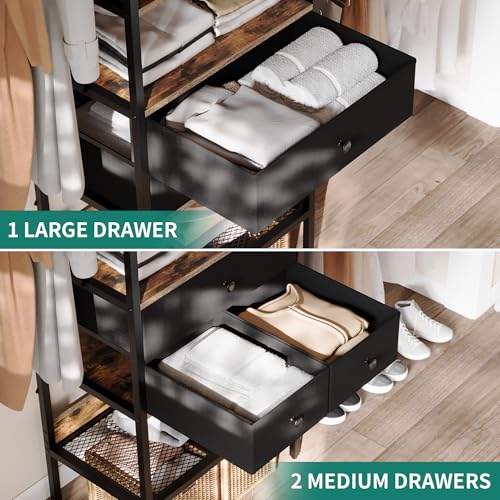 YITAHOME Modular Closet System with Drawers & Clothing Rack - Adjustable Wardrobe Organizer, Durable Steel Frame, Space-Efficient Design for Bedroom, Closet, or Laundry Room, Quick Assembly - Image 5