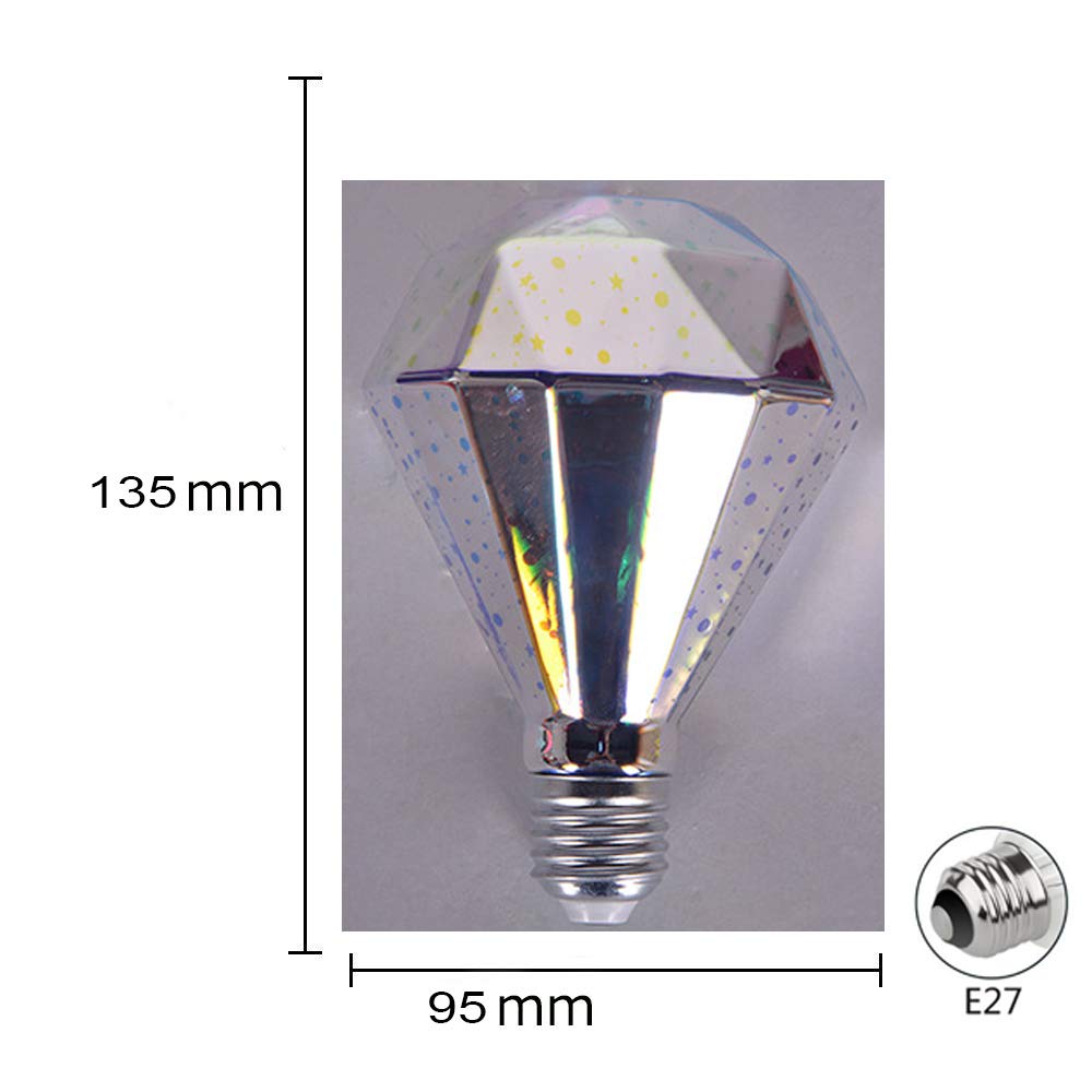 Funey - Confezione da 2 lampadine a LED Diamond Shape, con effetto fuochi d'artificio 3D, per illuminazione d'atmosfera decorativa E27 Edison 7 W 160 lm 220-240 V senza sfarfallio, non dimmerabili