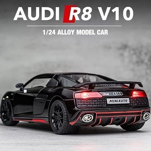 Image of Exclusive 1:24 Auudi R8 V10 Alloy Metal Pullback Toy car Features openable Doors and a Light, Making it a Great Gift for Music Lovers and a Fun Toy for Kids.(Colors as Per Stock)(Auudi R8 V10)