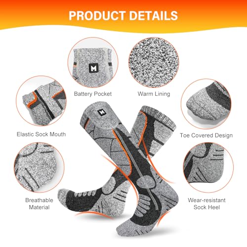 Rechargeable Heated Socks for Men and Women – 5V 6000mAh with 3 Heat Levels for Outdoor Activities