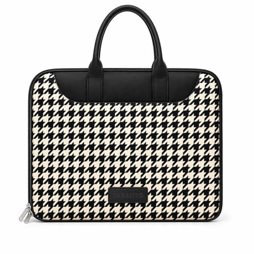 Image of Tabelito Designer Printed Laptop Sleeve for Women (13-15.6 Inch) | Jute & Vegan Leather Office Handbag | Lightweight Stylish Work Bag with Handle
