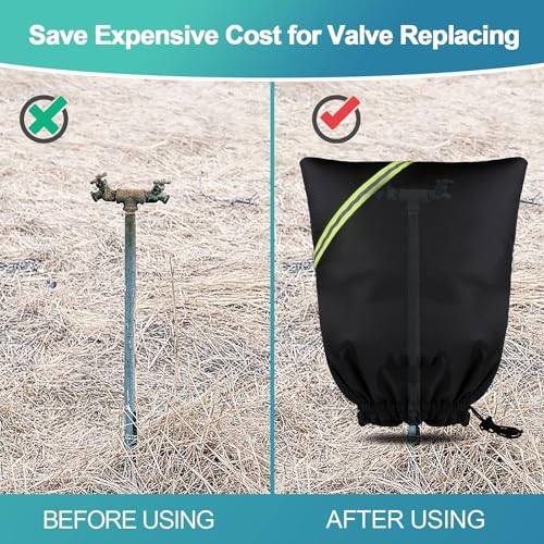 Outdoor Faucet Covers for Winter Freeze Protection, 24” x 24" Backflow Preventer Insulation Cover, Waterproof Pipe Insulation Cover for Snow, Sun Exposure - Black by Jorohiker - Image 5