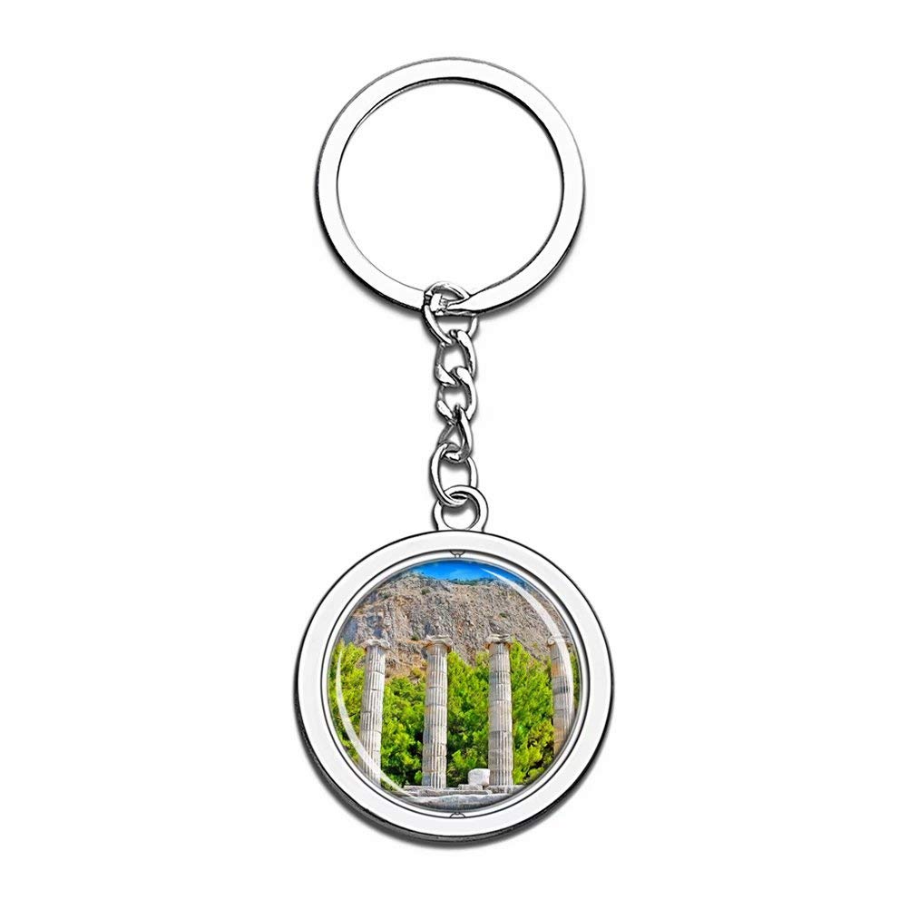 "N/A" Turkey Priene Kusadasi Keychain Unique Creativity Tourism Souvenir Gift Spin Stainless Steel Crystal Chain
