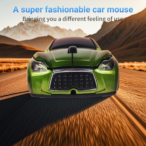Image of elec Space Wireless Mini Mouse with Case - Cute Sports Car Shape, Lightweight & Portable, 10m Range, Plug and Play (Green)