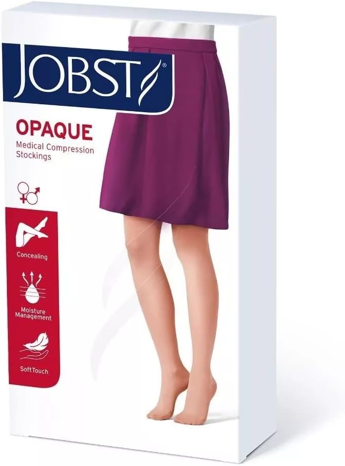 BSN Medical 115233 Jobst Opaque Compression Hose, Waist High, 15-20 mmHG, Closed Toe, Medium, Natural