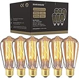 Edison Light Bulbs 25W - Thomas Edison Light Bulb Style - Incandescent Clear Glass Vintage Antique Bulb for Home Light Fixtures - Amber Warm 2700K - (6 Pack /110v)