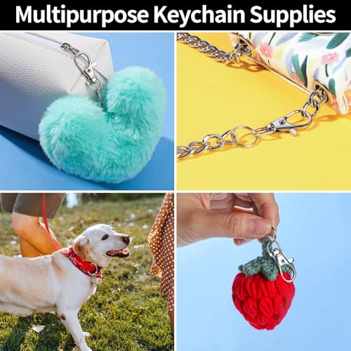 Image of LEOBRO 480PCS Lobster Claw Clasps and Key Rings, Keychain Making Kit - 240PCS Keychain Clips and 240PCS Key Chain Ring, Split Rings, for Key Chains, Crafts, Lanyard, Key, Jewelry Making