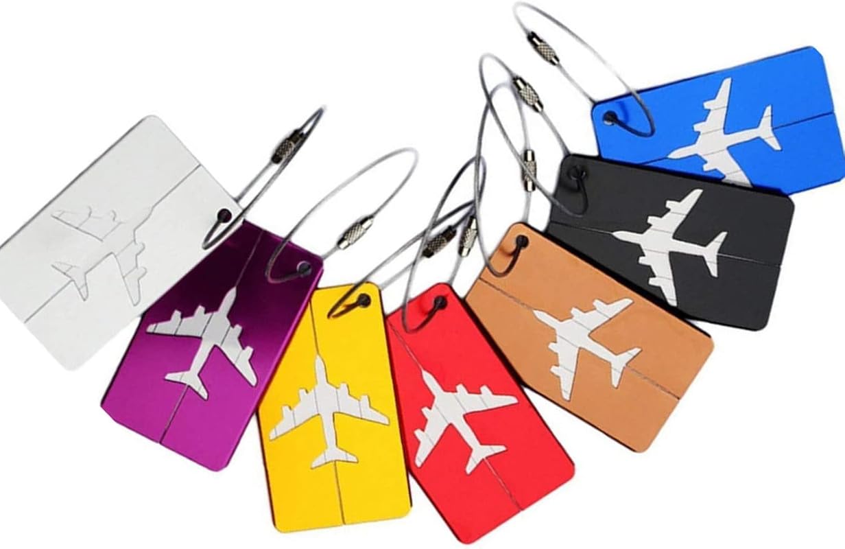 WeKonnect Luggage Tags, 5 Pcs Suitcases Identifier Tag Holder Baggage Identity Name ID Labels Waterproof Metal Bag Information Tags for Trave, Multicolor-picture-10