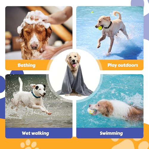 YAMAIDUO 2 Unidades Toalla para Perros 100 x 50 CM, Toalla Perro Secado Rapido Microfibra Extra Absorbente y Suave, Toallas Perro para Gatos, Perros u Otras Mascotas, Gris - imagen 6