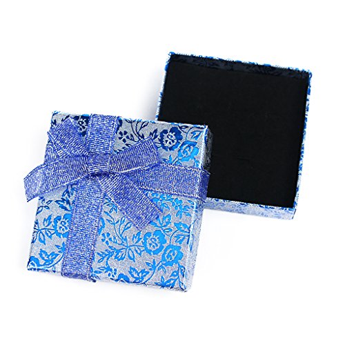 RKC x 1PCS Beautiful Sparkling Silver Blue Ribbon JEWELLERY GIFT BOXES For Necklace Bracelet Earrings Rings Baby Showers Wedding Favours Birthdays Charms Wholesale Sets