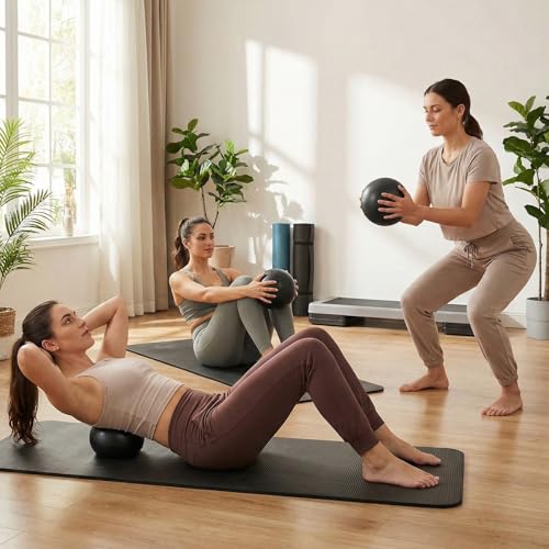 Image of 4 Pcs Small Exercise Pilates Ball Bulk 9 Inch Mini Yoga Balls Anti Burst and Slip for Stability, Fitness, Physical Therapy, Stretching & Core Workout at Home Gym Office Class
