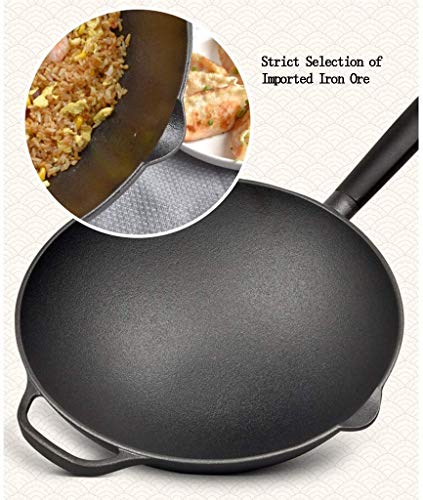 Wok de hierro fundido con fondo redondo y mango aislante miniatura 6