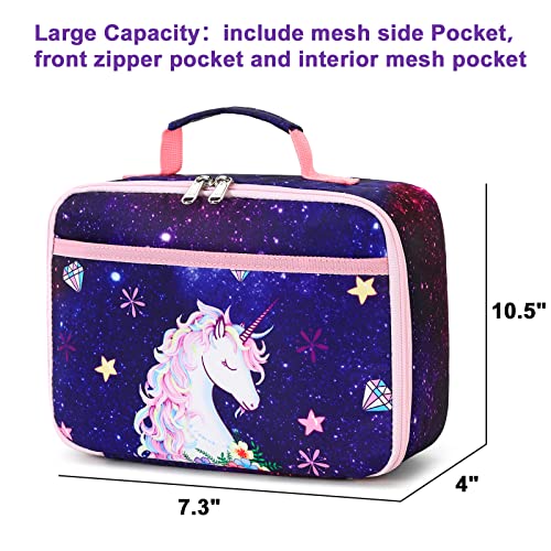 Lunch Bags For Kids Girls Insulated Lunch Boxes Cooler Lunch Tote Bag Picnic Bag For School Children (Purple Starry Sky, 11) #TOP3