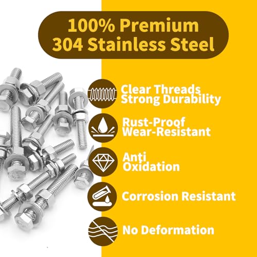 246Pcs Hex Head Nuts and Bolts Assortment Kit, Stainless Steel 1/4"-20,5/16"-18,3/8"-16 Assorted Bolts Nuts and Flat & Spring Lock Washers with Case for Home, Auto,Electronic & Industrial Repair - Image 4