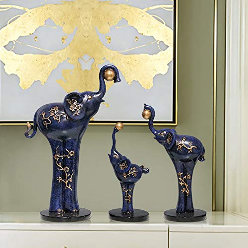Statue éléphant en résine bleu petites figures décoratives maison - 3