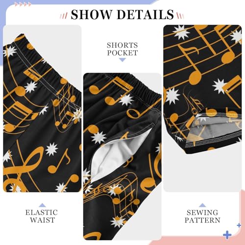 Music Note Floral Boys Long Pants Soft Trousers Elastic Waist Kids Lounge Bottoms with Pockets S-XL4