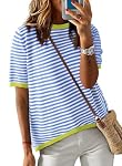 Cuptacc – Cuptacc T-Shirt Damen Gestreiftes Tunika Sommer Baumwolle Hi