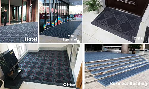 Heavy Duty Thick Rubber Fingertip Brush Modular Outdoor All Weather Entrance Commercial Doormat W Drainage,Anti Fatigue Waterproof, Easy Clean, Boot Scraper, Rug Mats For Entry, Patio(23“ X 35”, Gray) #TOP5