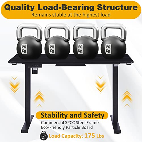 Sohoteco Electric Standing Desk,48X24 Super Stable Stand Up Desk Height Adjustable With Memory Controller,Sit Stand Desk With Cable Management Tray For Home Office,Solid Board& Steel Frame Black #TOP2