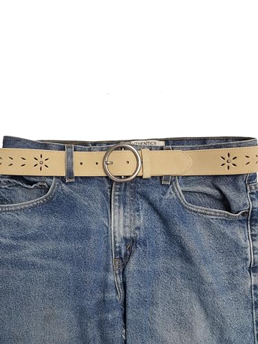 Genuine Suede Leather Belt w. Daisy cut-out design2