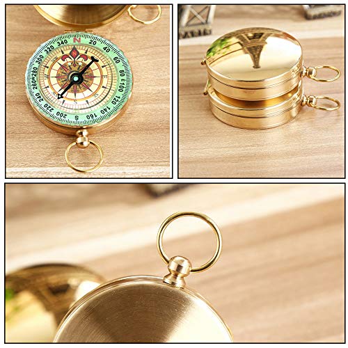 Bússola de sobrevivência para acampamento - bússola de cobre vintage com concha de bússola à prova d