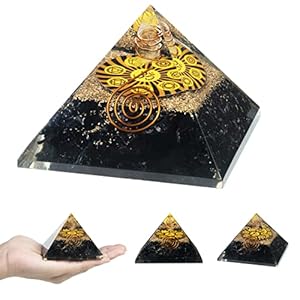 Crocon Black Tourmaline orgone Pyramids Healing Stone orgonite Gemstone Pyramid Stones Reiki Crystal Chakra Divination Collection organite Home Enlightened 2.5 inch