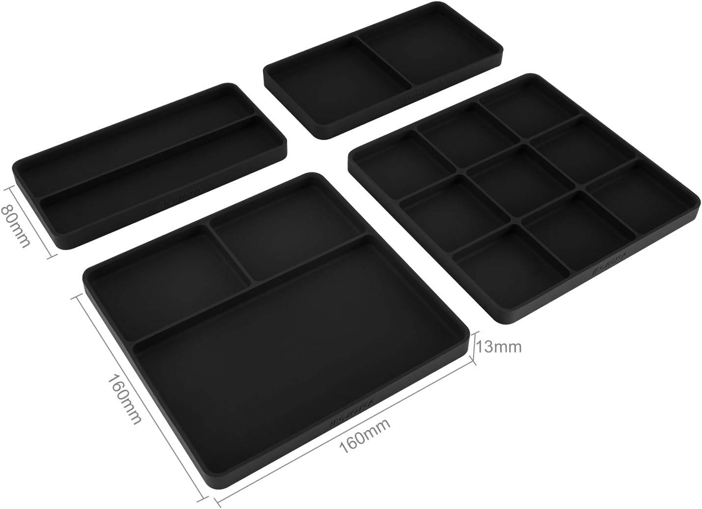 INJORA Multi-Compartment 3-Tier Stackable Silicone Parts Tray (160 x 160 mm)