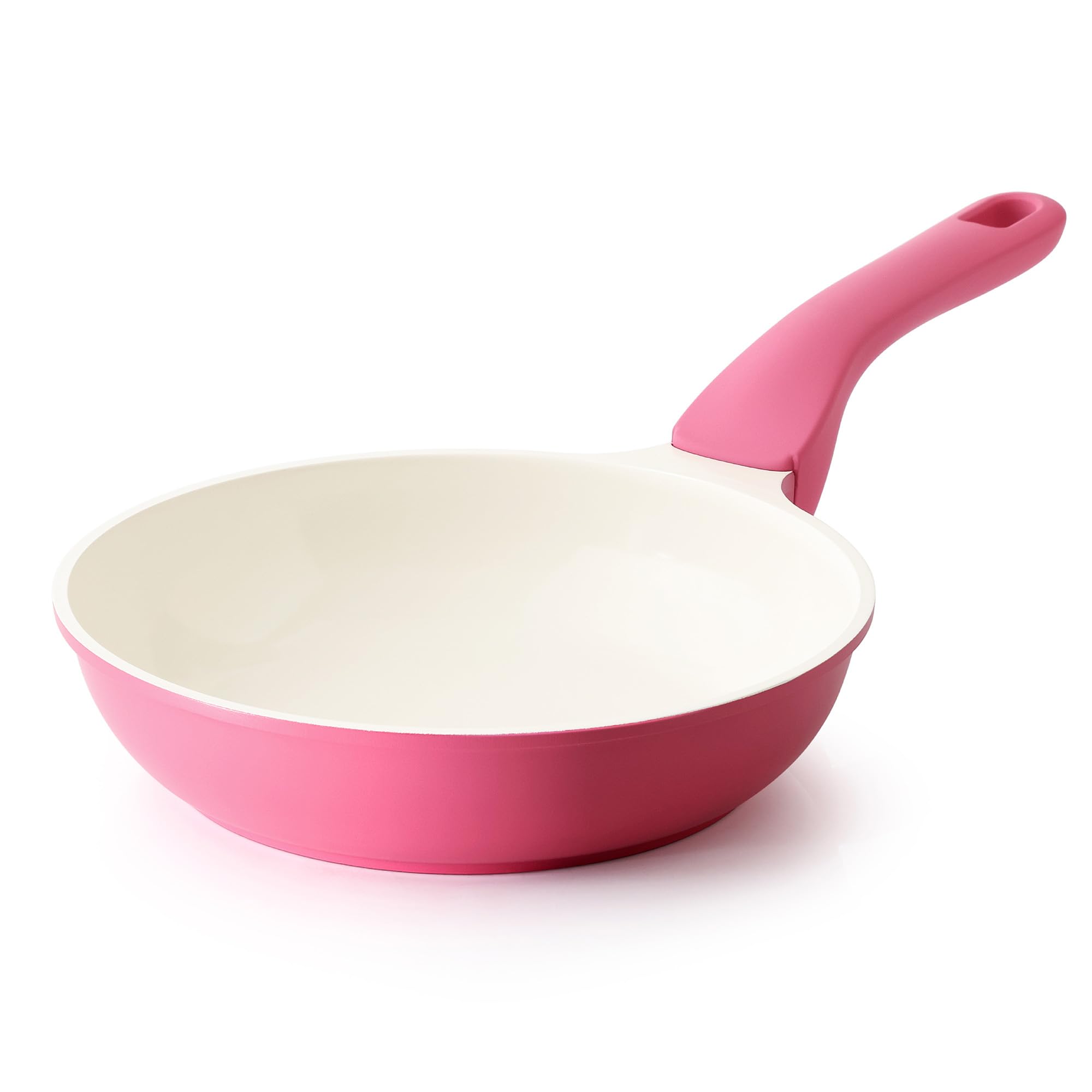 PRICUSIS Nonstick Ceramic Frying Pan, 8/10 Inch Skillet with Stay Cool Handle, Fully Coated, Induction Compatible, 100% Dishwasher Safe, PTFE PFAS & PFOA Free(8 Inch, Raspberry Red)