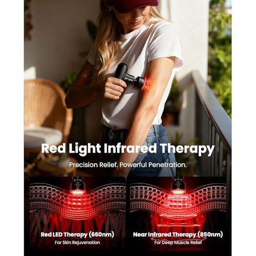 Image of BOB AND BRAD Q2 Ultra Mini Massage Gun with Red Light Infrared Heating Head, Pocket-Sized Deep Tissue Massager for Muscle Therapy, HSA Portable Percussion Massage Gun for Pain Relief FSA Eligible