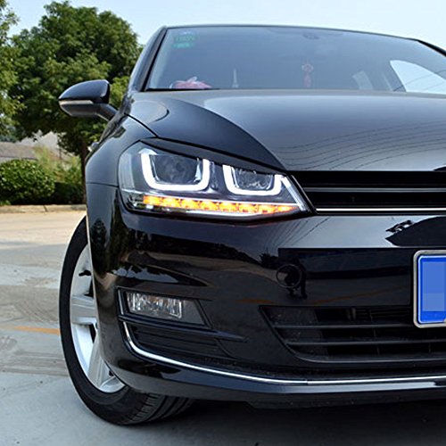 Carmonsons 2 Pcs/lot Headlights Eyebrow Eyelids ABS Chrome Trim Cover for Volkswagen VW Golf 7 MK7 GTI R Rline Car Styling (Black)